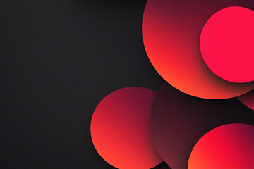 Poster - abstract background of many red circles on a black background. circles of different sizes and halftone with gradient. geometric modern illustration. banner design. minimalism