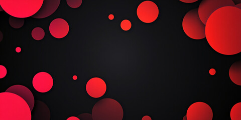 Poster - abstract background of many red circles on a black background. circles of different sizes and halftone with gradient. geometric modern illustration. banner design. minimalism