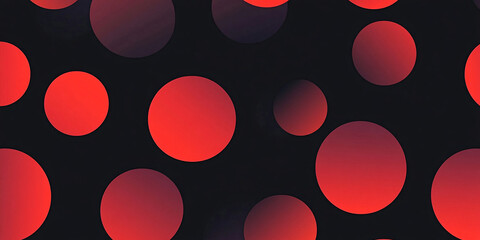 Poster - abstract background of many red circles on a black background. circles of different sizes and halftone with gradient. geometric modern illustration. banner design. minimalism