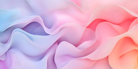 Wall Mural - abstract art. background of light pink and blue pastel colors. abstract wavy 3d shapes. soft airy te