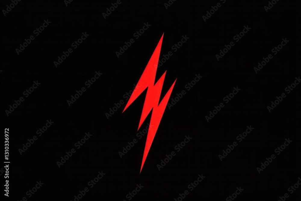 Bold red lightning bolt symbol on a stark black background creates ...