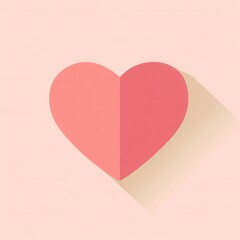 Aufkleber - Minimalist heart icon in warm pink tones with soft shadows in a flat design style for modern digital applications