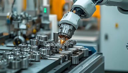 Poster - Robotic Arm Assembling Metal Parts in Factory
