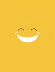 Fototapete - Minimalist smiling face icon on a bright yellow background showcasing a cheerful expression to uplift moods and promote positivity