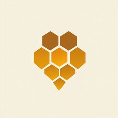 Fototapete - Minimalist honeycomb logo design featuring golden honey shades with a modern clean aesthetic for natural branding applications