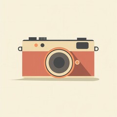 Aufkleber - Vintage camera silhouette icon in warm tones with minimalist flat design for photography enthusiasts and retro lovers