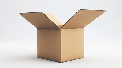 Poster - Open Cardboard Box Packaging Mockup Template Design Brown Square Empty Container Product Presentation Blank Package Delivery Shipping Ecommerce       