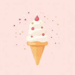 Aufkleber - Minimalistic ice cream cone logo with playful design in pastel colors featuring a clean background and cute details for branding or decoration