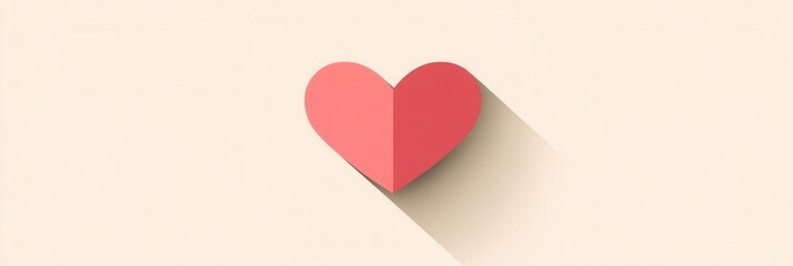 Aufkleber - Minimalist heart icon with soft shadows and warm pink tones suitable for cheerful design projects