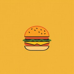 Poster - Minimalist burger logo design featuring bold colors and a playful aesthetic perfect for fast food branding