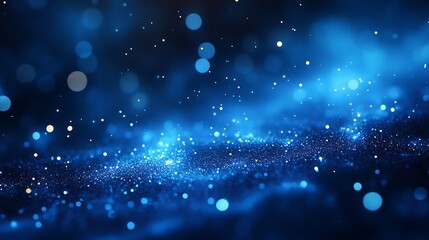 Poster - Enchanting blue and gold bokeh effect creating a dynamic and shimmering background : Generative AI