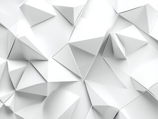 Poster - Intricate white geometric shapes forming a dynamic textured pattern with sharp angles and folds : Generative AI