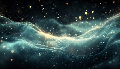 Leinwandbilder - Ethereal waves of shimmering particles forming a visually stunning abstract background : Generative AI