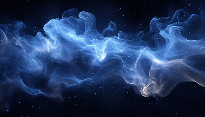 Leinwandbilder - Ethereal wisps of blue cosmic mist swirling gracefully through a starstudded void : Generative AI
