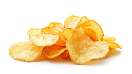 Poster - Crispy potato chips piled high showcasing golden texture and snack appeal : Generative AI
