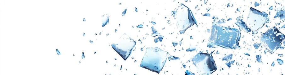 Leinwandbilder - Refreshing ice cubes splashing into clear water creating a beautiful dynamic visual effect : Generative AI