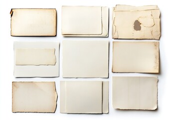 Aufkleber - Old Vintage Blank Papers Stacked Together in a Neat Arrangement on White : Generative AI