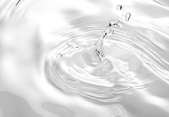 Poster - Capturing the dynamic splash of water droplets creating ripples on a silver surface reflecting light and movement in a serene setting : Generative AI