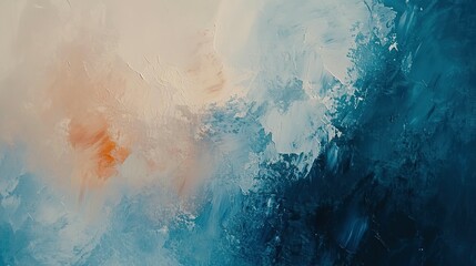 Poster - Textured Abstract Oil Painting Featuring Shades of Blue and Orange