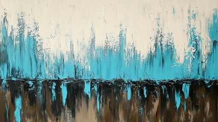 Poster - Abstract art painting with vertical brushstrokes and vibrant colors throughout