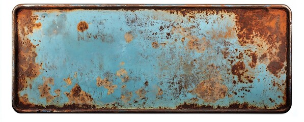 Poster - Rusty vintage metal sheet showcasing a beautiful turquoise and orange patina texture : Generative AI