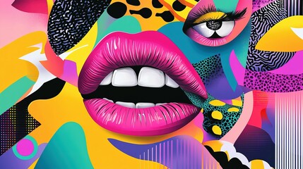 Poster - A colorful abstract pop art image of a womans face