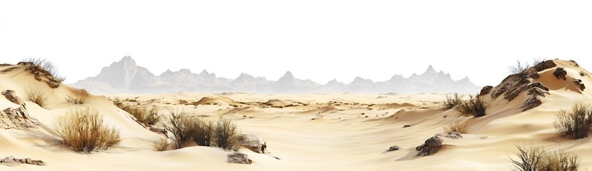 Poster - Stunning panoramic view of a vast desert landscape with rolling sand dunes and distant mountains : Generative AI