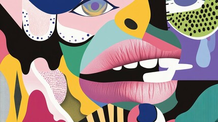 Poster - A Colorful Abstract Artistic Representation of a Human Face