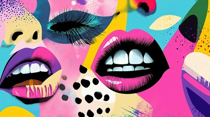 Poster - Bright abstract illustration of a face with bold colorful features