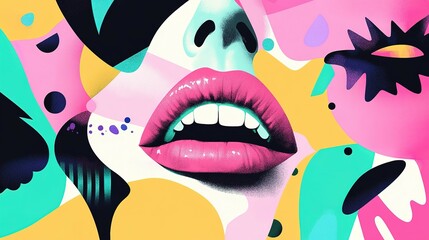 Poster - The abstract colorful art piece showcases facial features and design