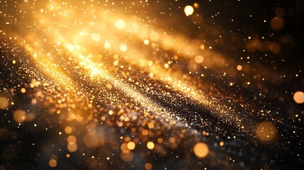 Leinwandbilder - Enchanting golden particles swirling in a mesmerizing abstract backdrop of light : Generative AI