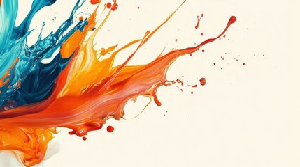 Poster - Vibrant Paint Splash in Blue, Orange, and Red on Light Background for Artistic Concepts