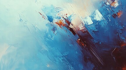 Poster - Abstract artwork featuring brushstrokes of varying shades of blue