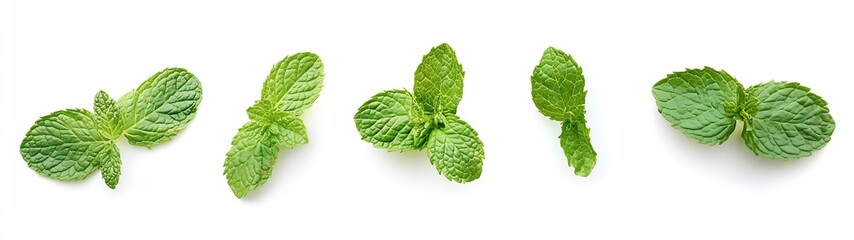 Poster - Fresh mint leaves arranged in a beautiful display highlighting their vibrant green color and textures : Generative AI