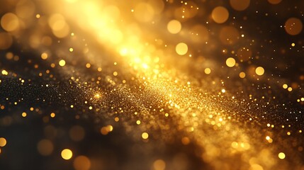 Poster - Shimmering Gold Glitter Dust Creating a Magical Dreamy Background for Celebrations : Generative AI