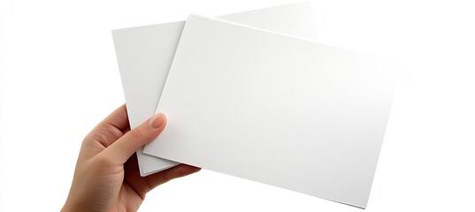 Aufkleber - A hand holding two white blank cards together against a simple backdrop for design and marketing needs : Generative AI