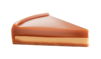 Aufkleber - Decadent slice of smooth caramel layer cake on a clean white background perfect for dessert lovers : Generative AI