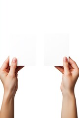 Aufkleber - Two hands lifting blank square cards displaying minimalism and potential for creative uses : Generative AI