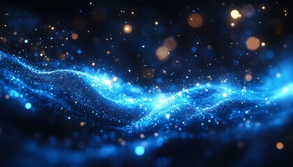 Aufkleber - Elegant blue abstract background featuring sparkles and flowing elements radiating a mystical vibe : Generative AI
