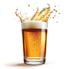 Poster - Golden beer splash in high glass revealing vibrant bubbles and frothy top : Generative AI