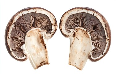 Aufkleber - Freshly Cut Brown Mushrooms Exposing Rich Texture and Delicious Flavor Profile : Generative AI