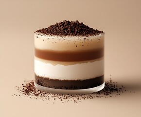 Poster - Delicious Layered Dessert in a Clear Glass with Chocolate Cream and Coffee Flavors : Generative AI