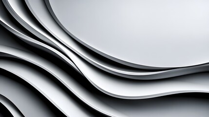 Wall Mural - elegant white and black wave design on a minimalist solid grey background creating a subtle artistic