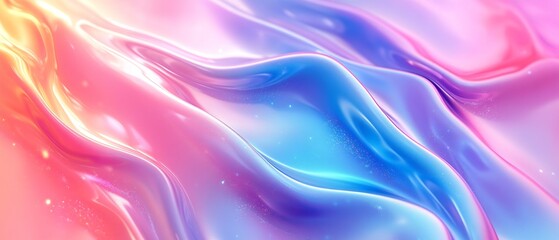 Poster - An enchanting view of flowing waves in vibrant colors with a dreamy and artistic presentation perfect for backgrounds : Generative AI