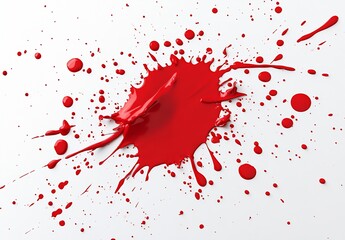 Aufkleber - Vibrant red paint splatter on a clean white surface creating a dynamic art and creative expression scene : Generative AI