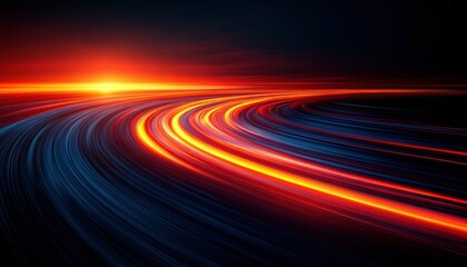 Poster - Vibrant Light Trails on Motion Blur Background with Stunning Sunset Hues and Dynamic Patterns