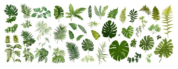 Aufkleber - Extensive variety of green leaves representing a lush and healthy plant ecosystem : Generative AI