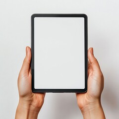 Aufkleber - Hands Holding a Modern Tablet Device with Blank Screen Ready for Digital Content : Generative AI