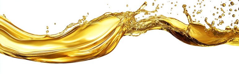 Aufkleber - Dynamic golden liquid splash creating a vibrant flow on a white surface for artistic expression and creativity : Generative AI