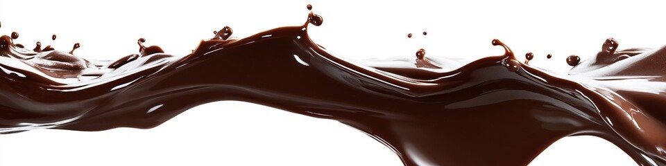 Aufkleber - Mouthwatering splashes of dark chocolate creating an artistic wave on a bright background : Generative AI